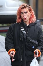 BILLIE PIPER Shows New Pink Hair Out in London 11/15/2017