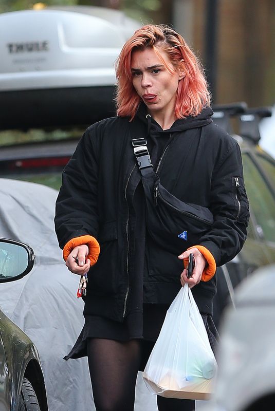 BILLIE PIPER Shows New Pink Hair Out in London 11/15/2017