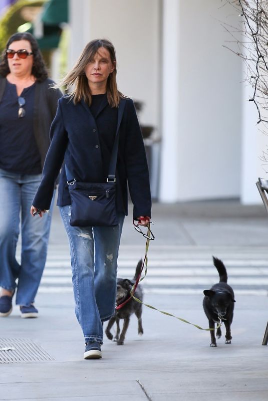 CALISTA FLOCKHART Walks Her Dog Out in Brentwood 11/14/2017