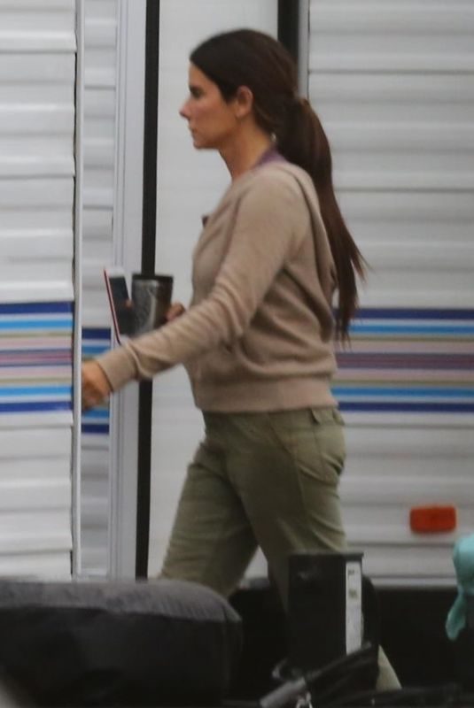 SANDRA BULLOCK on the Set of Her New Movie Bird Box in Los Angeles 10/30/2017