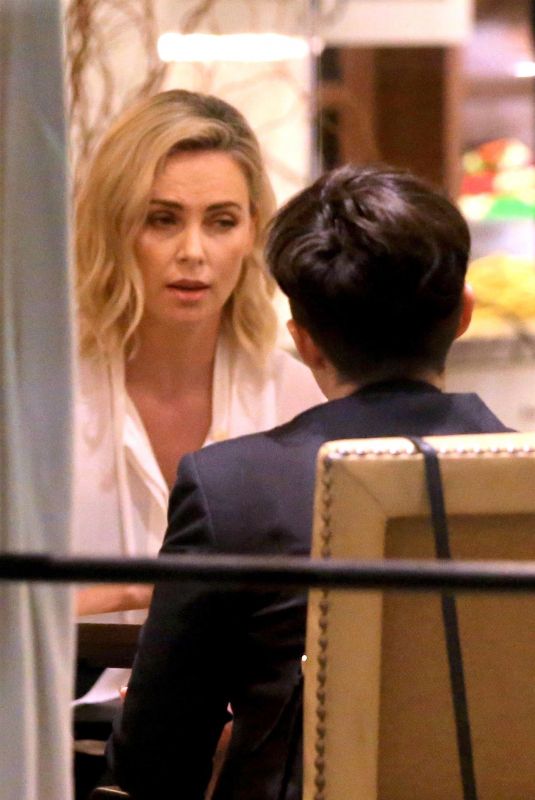 CHARLIZE THERON Out for a Drinks with a Friend in Beverly Hills 11/13/2017