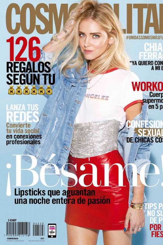 CHIARA FERRAGNI in Cosmopolitan Magazoine, Latinoamerica December 2017