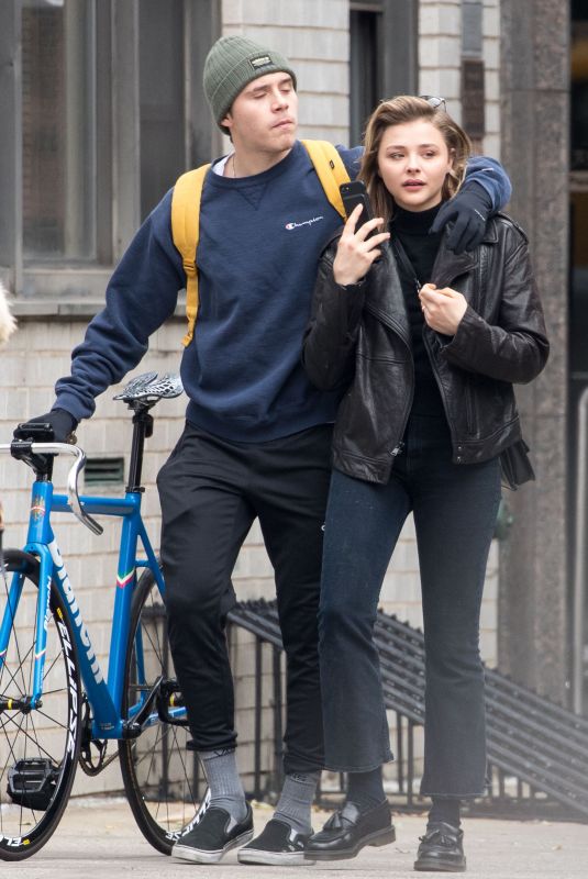 CHLOE MORETZ and Brooklyn Beckham Out in New York 11/14/2017