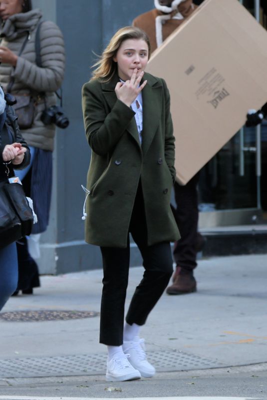 CHLOE MORETZ on the Set of The Widow in New York 11/11/2017
