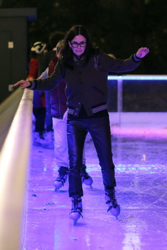 COURTENEY COX Ice Skating at Natural History Museum Ice Rink in London 11/21/2017
