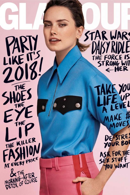DAISY RIDLEY in Glamour Magazine, January 2018 Issue