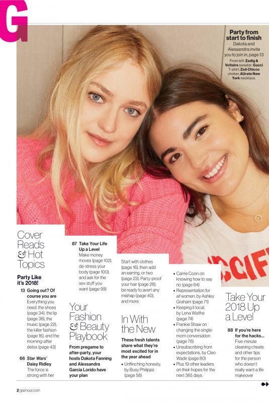 DAKOTA FANNING and ALESSANDRA GARCIA-LORIDO in Glamour magazine, January 2018