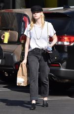 ELLE FANNING Out for Lunch at Burger Lounge in Van Nuys 11/28/2017