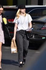 ELLE FANNING Out for Lunch at Burger Lounge in Van Nuys 11/28/2017