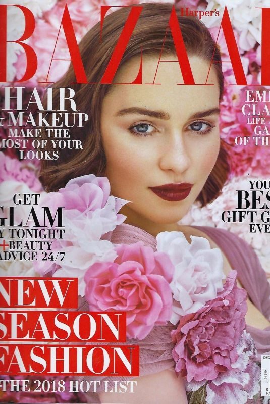 EMILIA CLARKE on the Cover of Harper’s Bazaar Magazine, December 2017/January 2018
