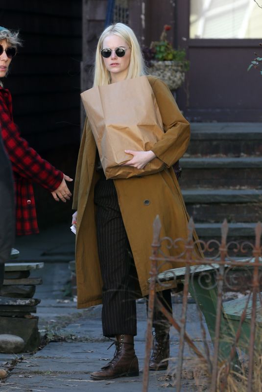 EMMA STONE on the Set of Maniac in New York 11/09/2017