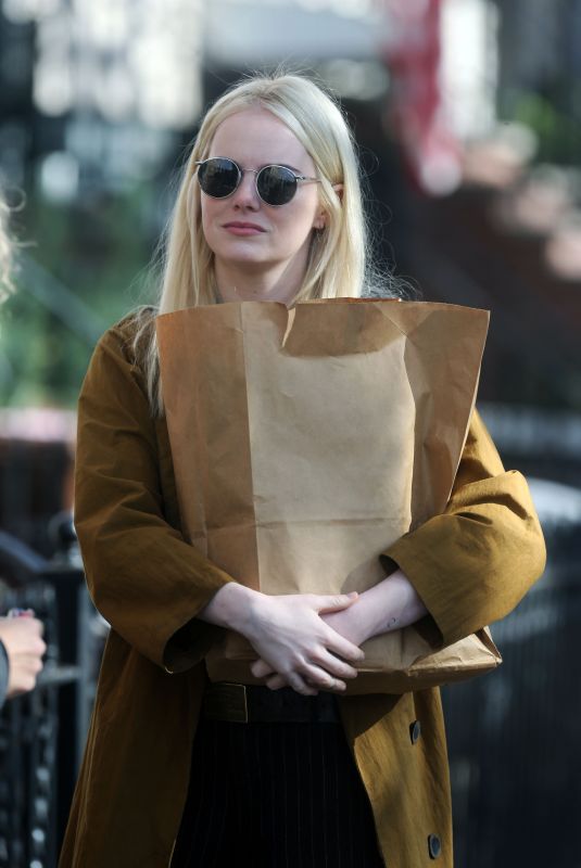 EMMA STONE on the Set of Maniac in New York 11/10/2017