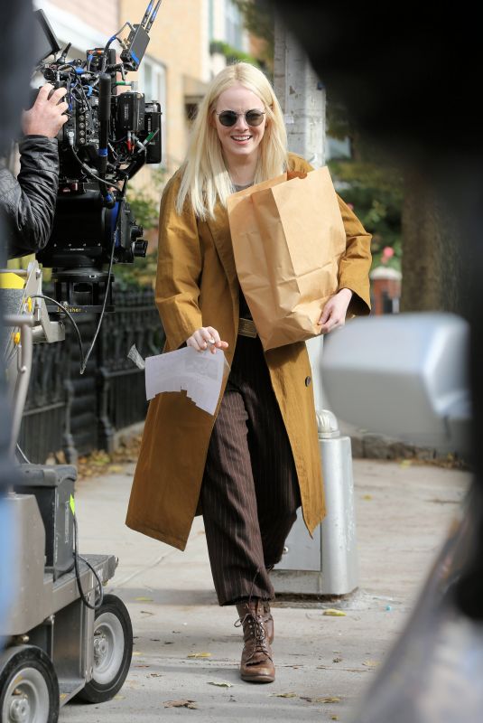 EMMA STONE on the Set of Ronald in New York 11/09/2017