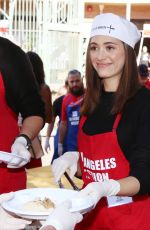 EMMY ROSSUM at Los Angeles Mission Thanksgiving Meal for the Homeless in Los Angeles 11/22/2017
