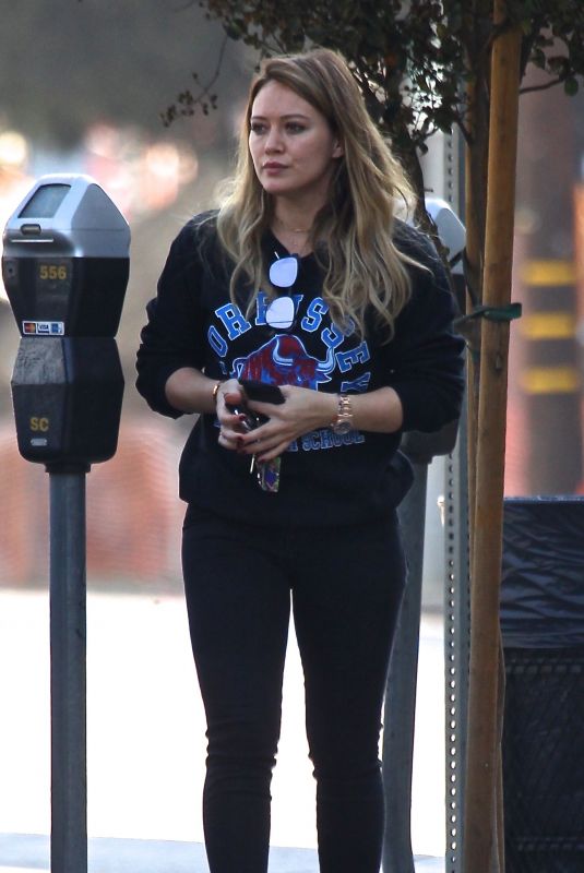 HILARY DUFF Arrives at Starbucks in Studio City 11/11/2017