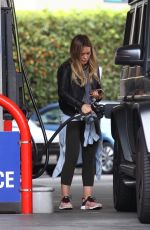 HILARY DUFF at a Gas Station in Beverly Hills 10/31/2017