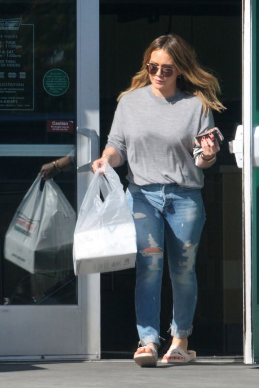 HILARY DUFF Leaves Krispy Kreme in Beverly Hills 11/18/2017