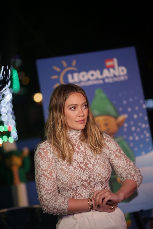 HILARY DUFF Lights Lego Christmas Tree at Legoland California Resort 11/27/2017