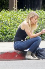 JAIME KING Takes a Smoke Break on Curb in Los Angeles 11/09/2017