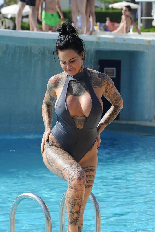 JEMMA LUCY in Swimsuit at a Pool in Lanzarote 11/15/2017
