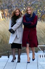JENNIFER LOPEZ and LEAH REMINI on the Set of Second Act in New York 11/27/2017