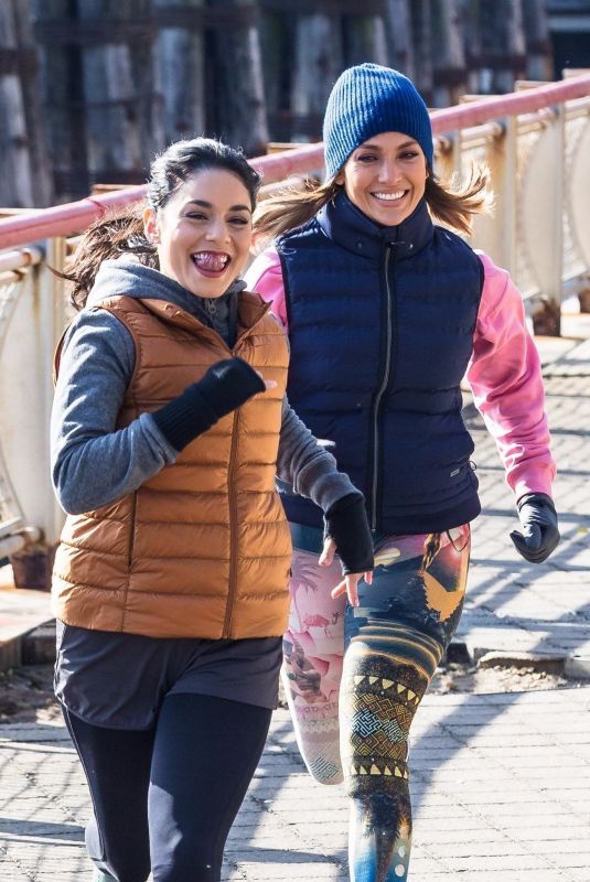 JENNIFER LOPEZ and VANESSA HUDGENS on the Set of Second Act in New York 11/27/2017