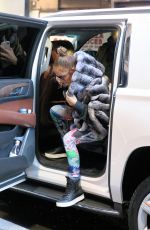 JENNIFER LOPEZ in Faux Fur Coat Arrives at a Gym in New York 11/10/2017