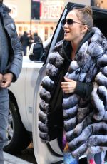 JENNIFER LOPEZ in Faux Fur Coat Arrives at a Gym in New York 11/10/2017