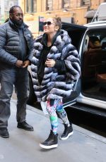 JENNIFER LOPEZ in Faux Fur Coat Arrives at a Gym in New York 11/10/2017