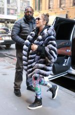 JENNIFER LOPEZ in Faux Fur Coat Arrives at a Gym in New York 11/10/2017