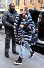 JENNIFER LOPEZ in Faux Fur Coat Arrives at a Gym in New York 11/10/2017
