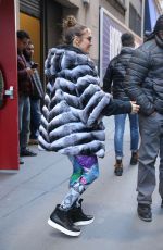 JENNIFER LOPEZ in Faux Fur Coat Arrives at a Gym in New York 11/10/2017
