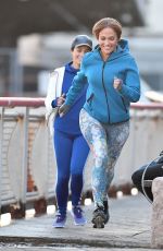 JENNIFER LOPEZ and VANESSA HUDGENS Jogging on the Set of Second Act in New York 11/27/2017