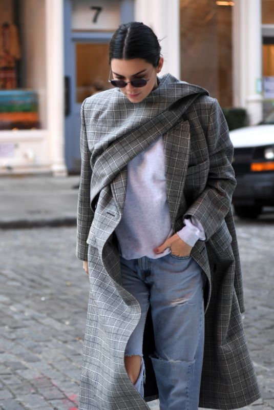 KENDALL JENNER in RIpped Jeans Out for Lunch in New York 11/20/2017