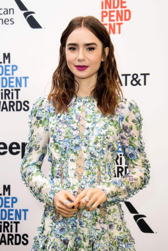 LILY COLLINS at 2018 Film Independent Spirit Awards Press Conference in Los Angeles 11/21/2017