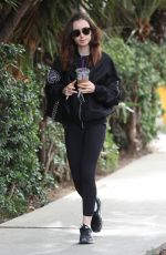 LILY COLLINS Leaves a Gym in West Hollywood 11/15/2017