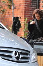LILY COLLINS on the Set of Tolkien in Liverpool 11/01/2017