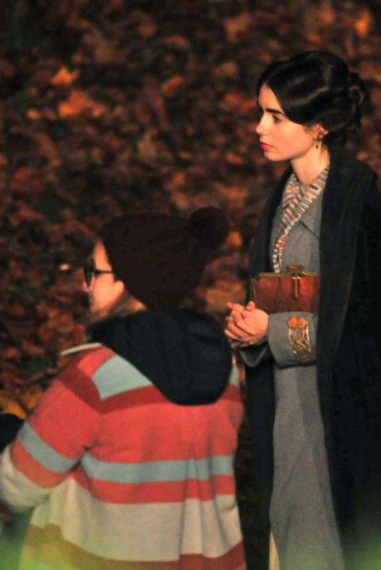 LILY COLLINS on the Set of Tolkien in Liverpool 11/01/2017