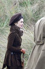 LILY COLLINS on the Set of Tolkien in Merseyside 11/04/2017
