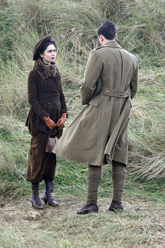 LILY COLLINS on the Set of Tolkien in Merseyside 11/04/2017