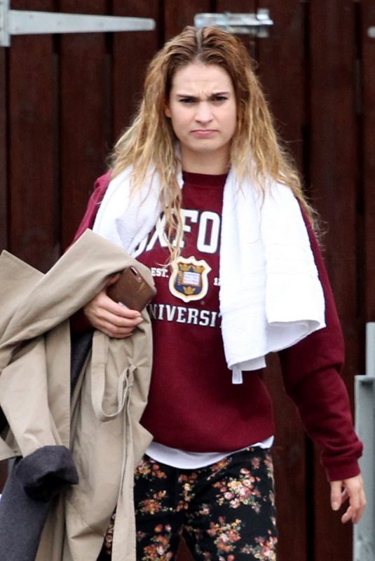 LILY JAMES Leaves Her Home in London 11/24/2017