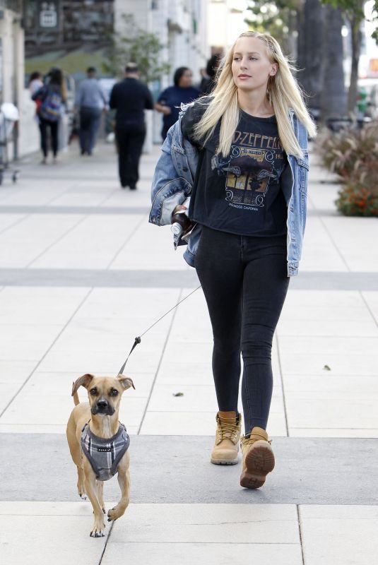 LORRAINE GILLES Walks Her Dog in Los Angeles 11/09/2017