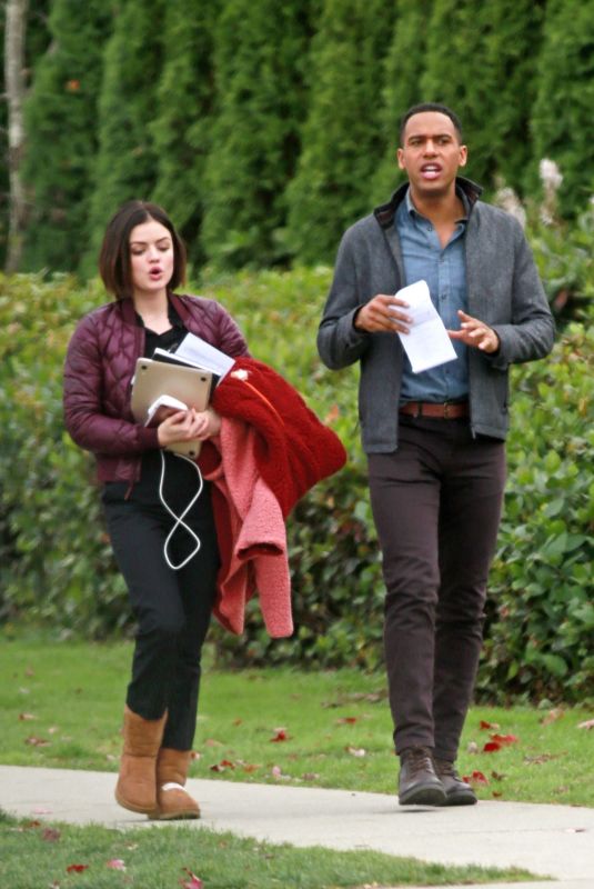 LUCY HALE and Elliot Knight Out in Burnaby 11/07/2017