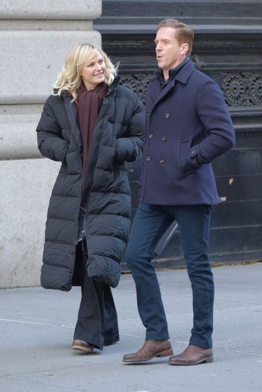 MALIN AKERMAN and Damien Lewis on the Set of Billions in New York 11/20/2017