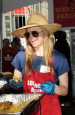 MARCI MILLER at Los Angeles Mission Thanksgiving Meal for the Homeless in Los Angeles 11/22/2017