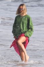 MARGOT ROBBIE on the Set of a Christmas Photoshoot at a Beach in Malibu 11/08/2017