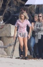 MARGOT ROBBIE on the Set of a Christmas Photoshoot at a Beach in Malibu 11/08/2017