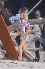 MARGOT ROBBIE on the Set of a Christmas Photoshoot at a Beach in Malibu 11/08/2017