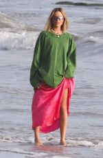 MARGOT ROBBIE on the Set of a Christmas Photoshoot at a Beach in Malibu 11/08/2017