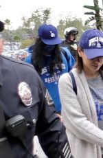 MILA KUNIS and Ashton Kutcher Arrives at Dodger Stadium in Los Angeles 10/31/2017